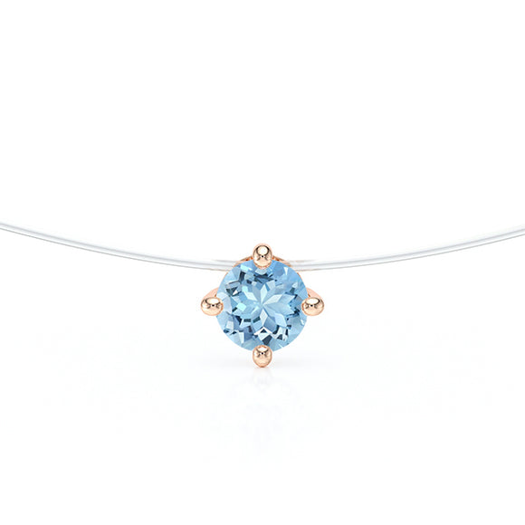 Pendentif solitaire aigue-marine Lune de Miel - 9