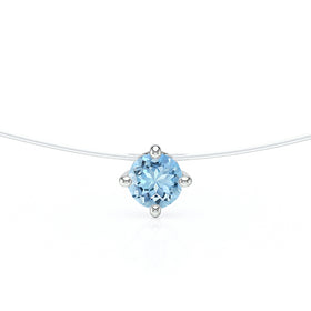 Pendentif solitaire aigue-marine Lune de Miel - 9