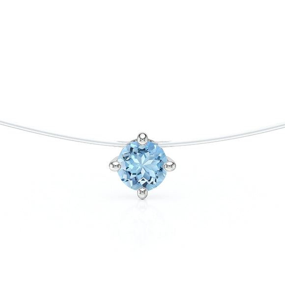 Pendentif solitaire aigue-marine Lune de Miel - 9
