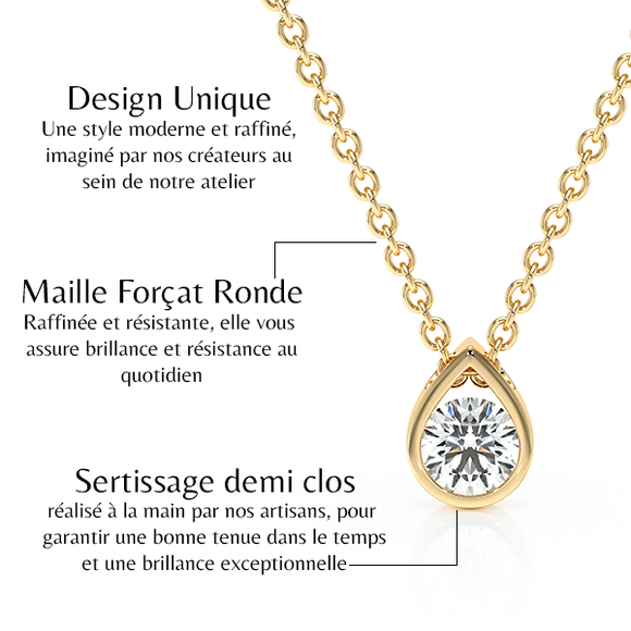 Pendentif solitaire émeraude Amour de Minuit - 1