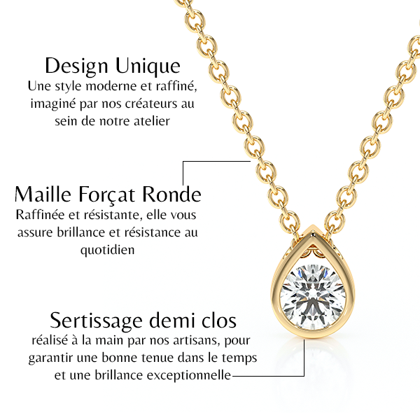 Pendentif solitaire diamant Amour de Minuit - 1