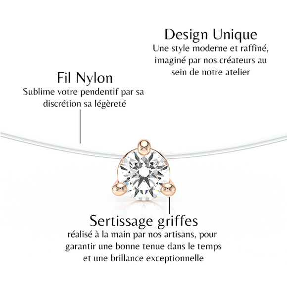 Pendentif solitaire diamant noir Lune de Miel - 10