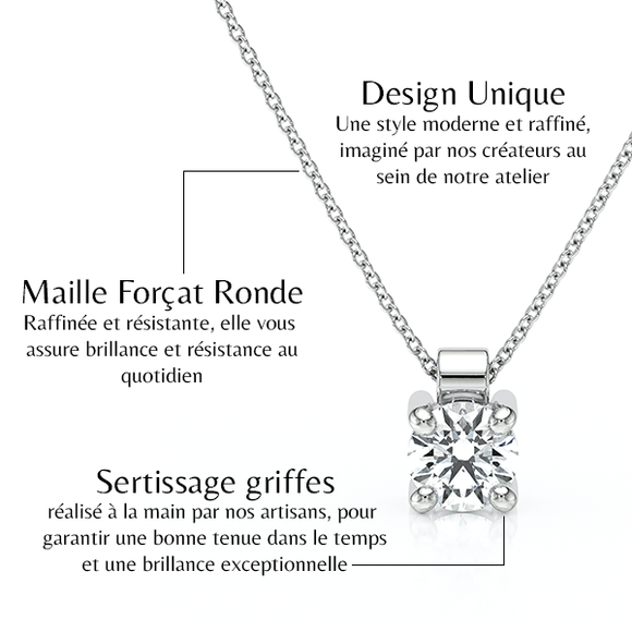 Pendentif solitaire émeraude Lune de Miel - 1