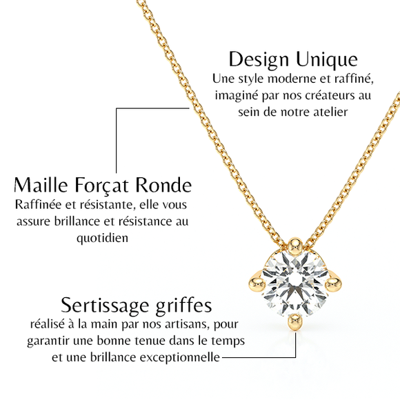 Pendentif solitaire diamant noir Lune de Miel - 3