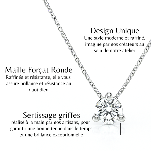 Pendentif solitaire diamant Lune de Miel - 4