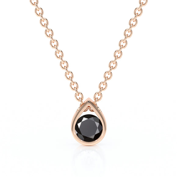 Pendentif solitaire diamant noir Amour de Minuit - 1