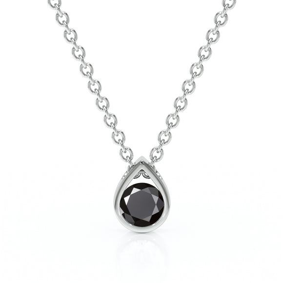 Pendentif solitaire diamant noir Amour de Minuit - 1
