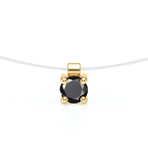 Pendentif solitaire diamant noir Lune de Miel - 8
