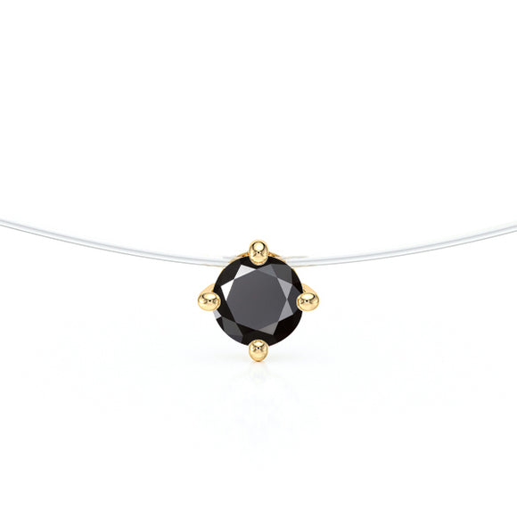 Pendentif solitaire diamant noir Lune de Miel - 9