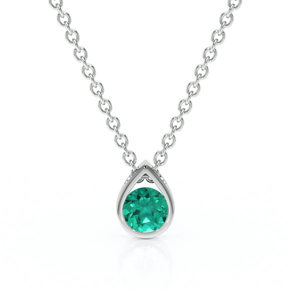 Pendentif solitaire émeraude Amour de Minuit - 1