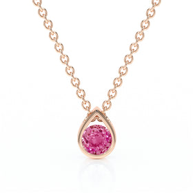 Pendentif solitaire saphir rose Amour de Minuit - 1