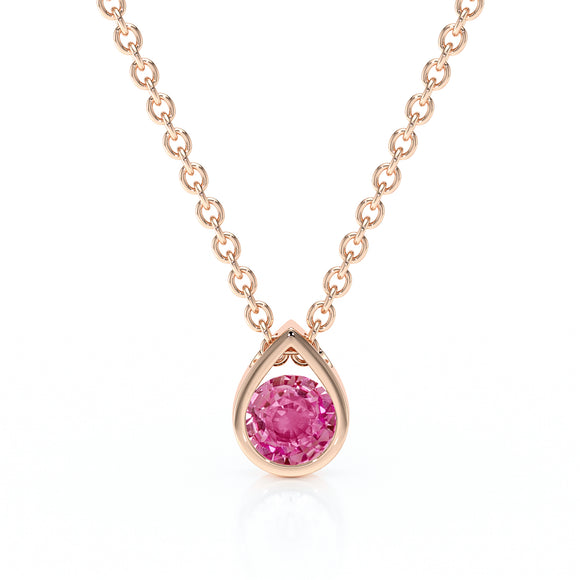 Pendentif solitaire saphir rose Amour de Minuit - 1