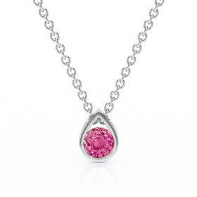 Pendentif solitaire saphir rose Amour de Minuit - 1
