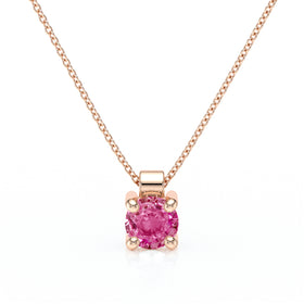 Pendentif solitaire saphir rose Lune de Miel - 1