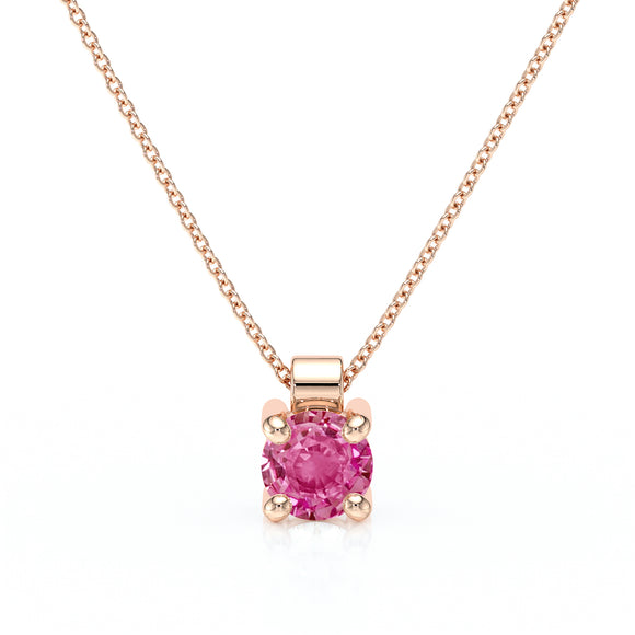 Pendentif solitaire saphir rose Lune de Miel - 1