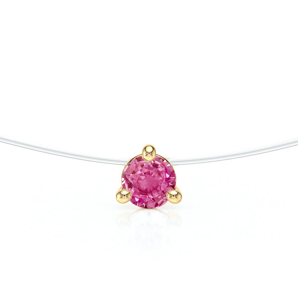 Pendentif solitaire saphir rose Lune de Miel - 10