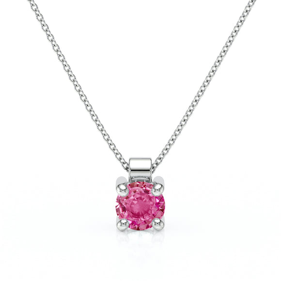 Pendentif solitaire saphir rose Lune de Miel - 1