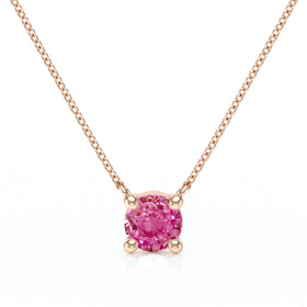 Pendentif solitaire saphir rose Lune de Miel - 2
