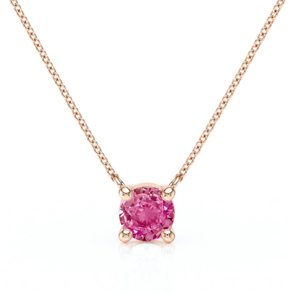 Pendentif solitaire saphir rose Lune de Miel - 2