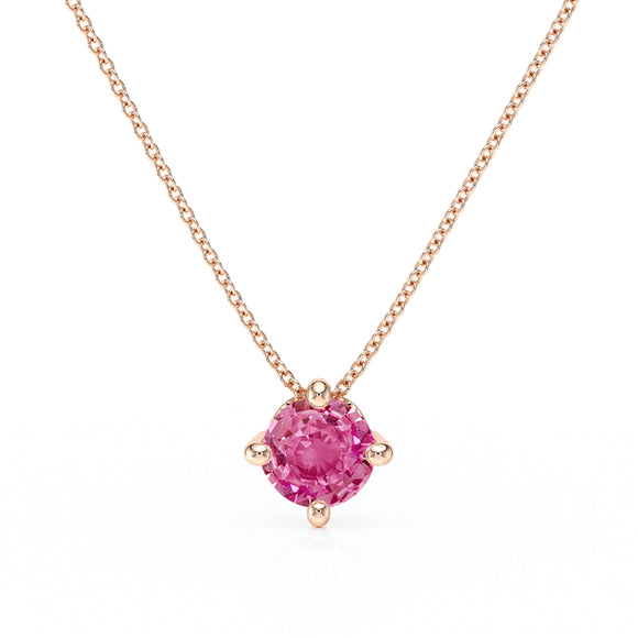 Pendentif solitaire saphir rose Lune de Miel - 3