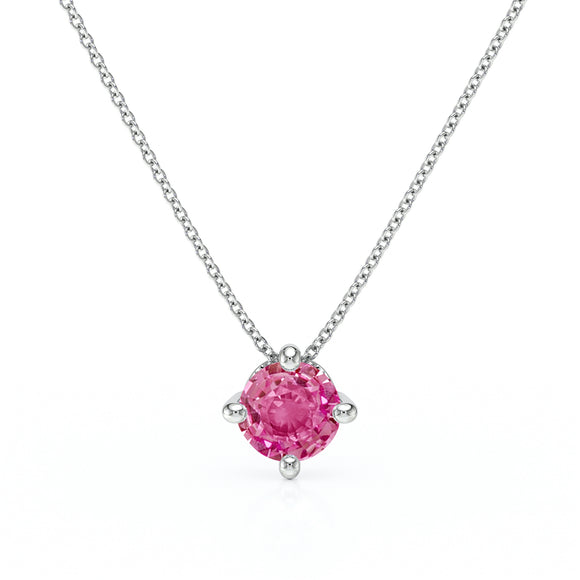 Pendentif solitaire saphir rose Lune de Miel - 3