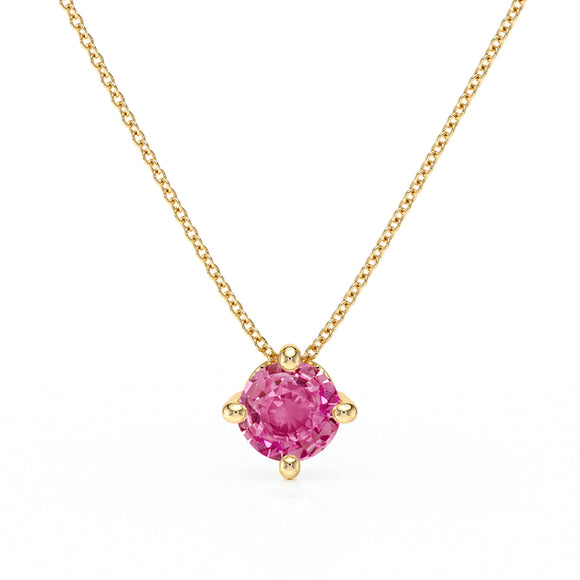 Pendentif solitaire saphir rose Lune de Miel - 3