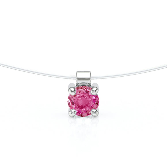 Pendentif solitaire saphir rose Lune de Miel - 8