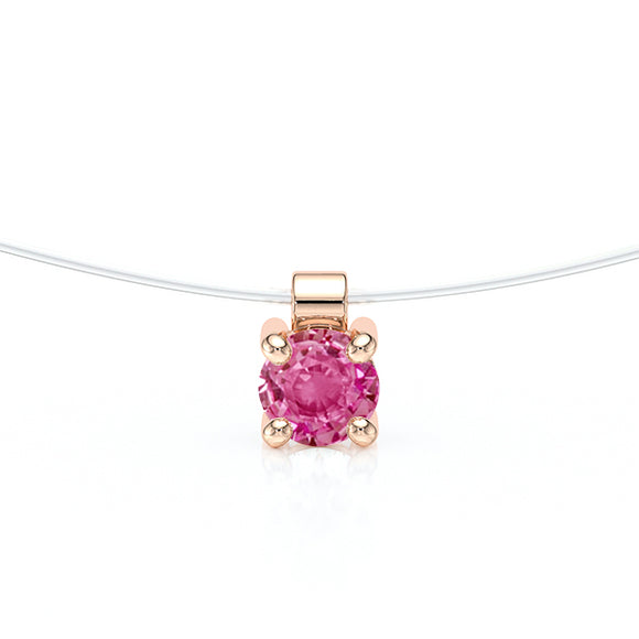 Pendentif solitaire saphir rose Lune de Miel - 8