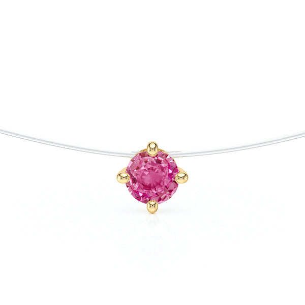 Pendentif solitaire saphir rose Lune de Miel - 9