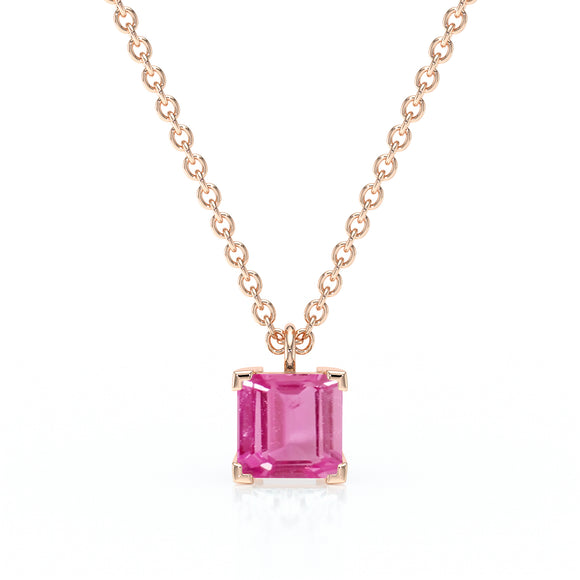 Pendentif solitaire saphir rose Une Promesse - 5