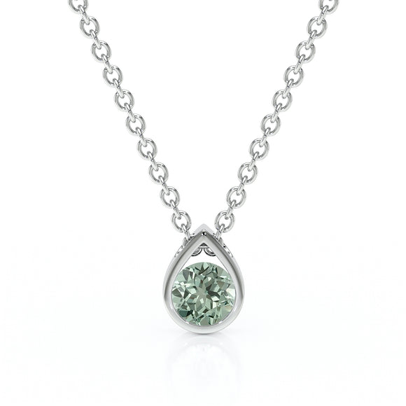 Pendentif solitaire saphir vert Amour de Minuit - 1