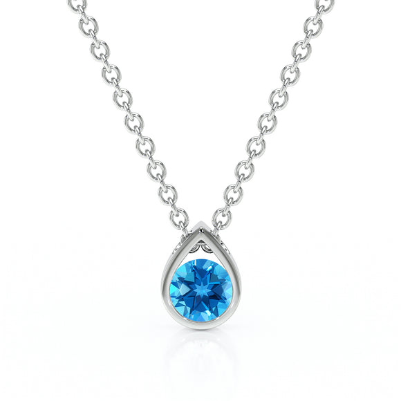 Pendentif solitaire topaze Amour de Minuit - 1