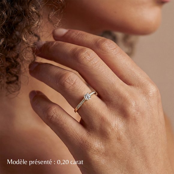 Solitaire accompagné saphir rose et diamant Pluie d’étoiles - 4