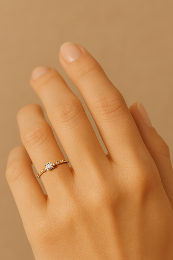 Solitaire accompagné diamant Pluie d’étoiles - 9