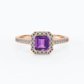 Bague entourage améthyste et diamant Promets Moi - 1
