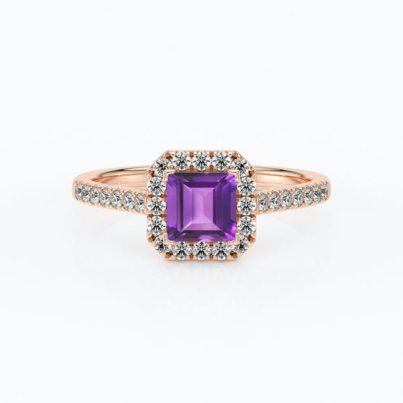 Bague entourage améthyste et diamant Promets Moi - 1
