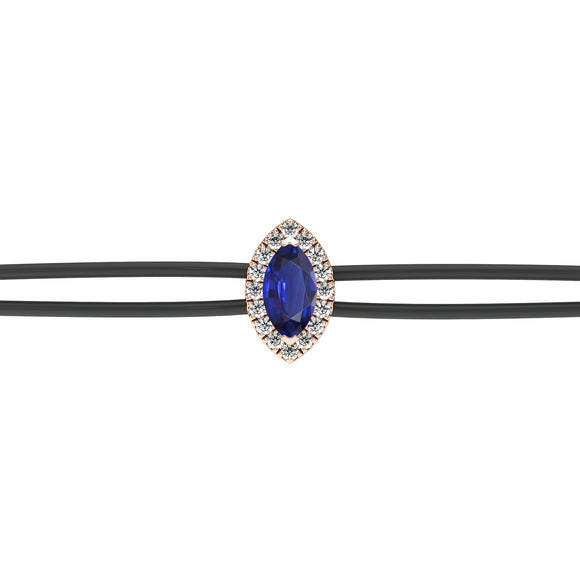 Bracelet cordon saphir entourage diamant Coup de Foudre - 5