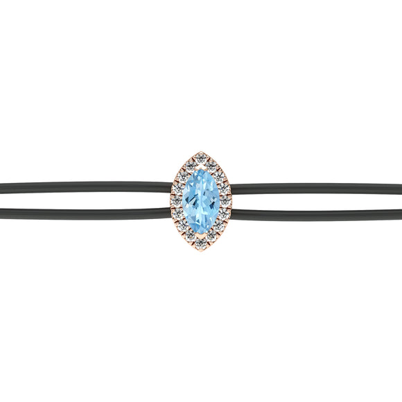 Bracelet cordon aigue-marine entourage diamant Coup de Foudre - 5