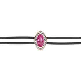Bracelet cordon saphir rose entourage diamant Coup de Foudre - 5