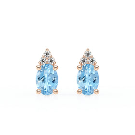 Boucles d'oreilles aigue-marine diamant Coucher de Soleil - 5