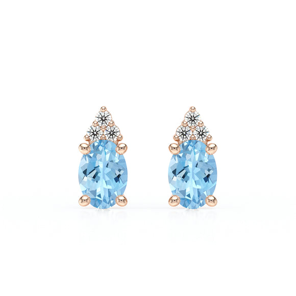 Boucles d'oreilles aigue-marine diamant Coucher de Soleil - 5
