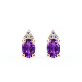 Boucles d'oreilles améthyste diamant Coucher de Soleil - 5