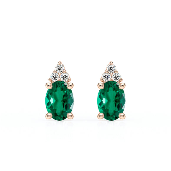 Boucles d'oreilles émeraude diamant Coucher de Soleil - 5