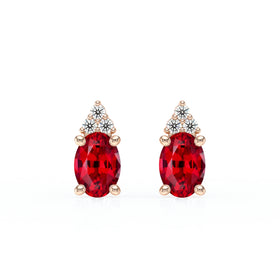 Boucles d'oreilles rubis diamant Coucher de Soleil - 5