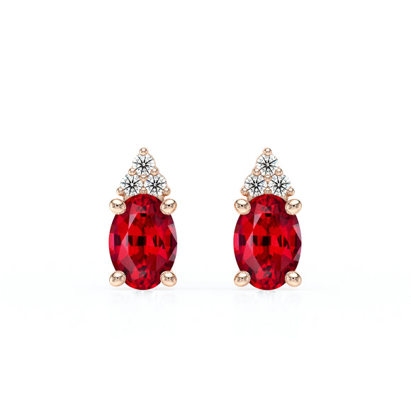 Boucles d'oreilles rubis diamant Coucher de Soleil - 5