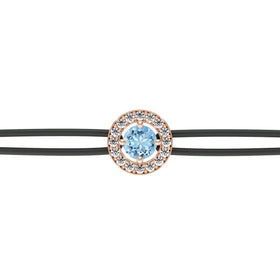 Bracelet cordon entourage aigue-marine et diamant Promets Moi - 1