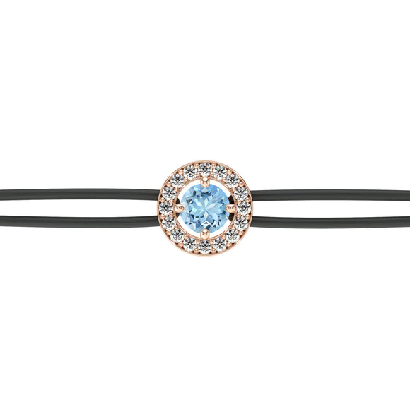 Bracelet cordon entourage aigue-marine et diamant Promets Moi - 1