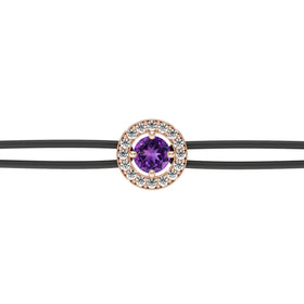 Bracelet cordon entourage améthyste et diamant Promets Moi - 1