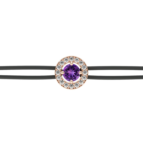 Bracelet cordon entourage améthyste et diamant Promets Moi - 1