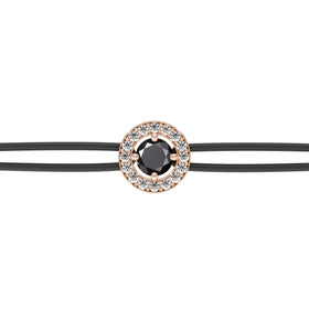Bracelet cordon entourage diamant noir Promets Moi - 1
